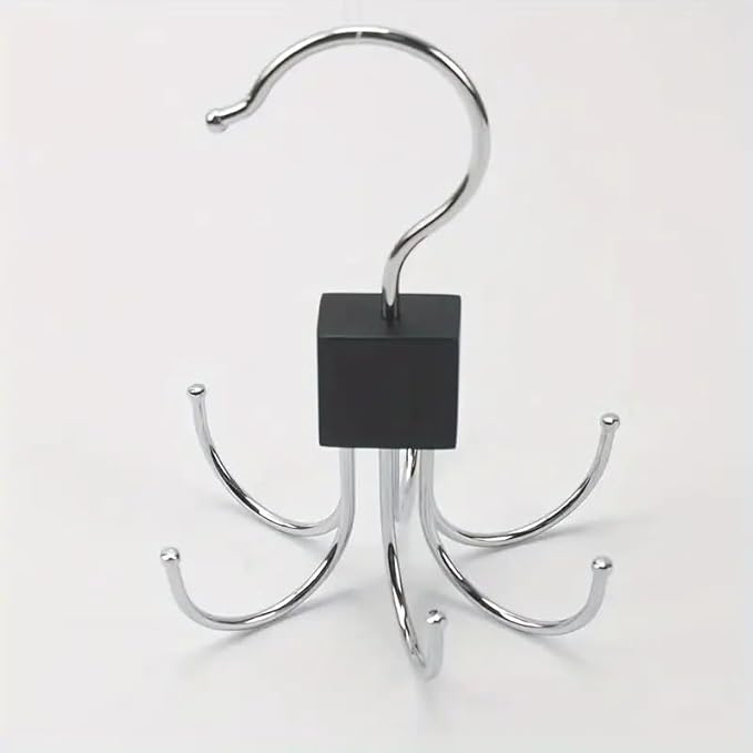 6-Arm Rotating Hanger – for Scarves, Belts, Bras, Vests, Ties, Hats & Handbags, Space-Saving Bedroom Organizer