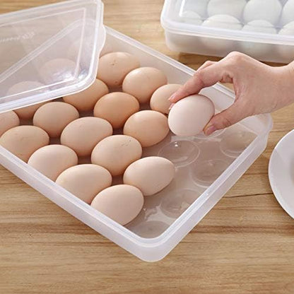 Sooyee 2 Pack Covered Egg Holders for Refrigerator,Clear 2X24 Deviled Egg Tray Storage Box Dispenser,Stackable Plastic Egg Cartons,Egg Holder Countertop(48 Eggs)