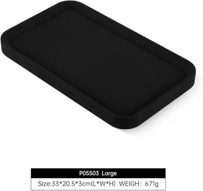 Yinbeini Mens Valet Tray, Microfiber Valet Tray,Luxury Jewelry Drawer Organizer,Premium Flat Tray,Black Jewelry Tray