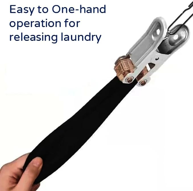 Quick Release Arc Stainless Steel Laundry Drying Rack with 8 Clips,Swivel Hook Wind-Proof Clothes Hanger Rack for Sock, Bras, Underwear, Laundry Accessories