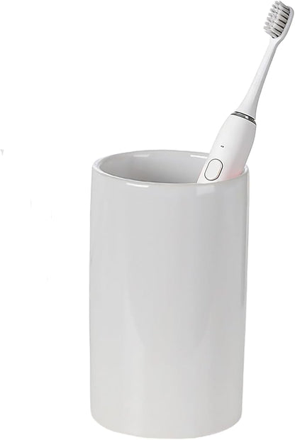 AHUDKKY White Toothbrush and Toothpaste Holder,Ceramic Electric Toothbrush Holders,Toothbrush Cup, Bathroom Tooth Brush Holders(300ml)