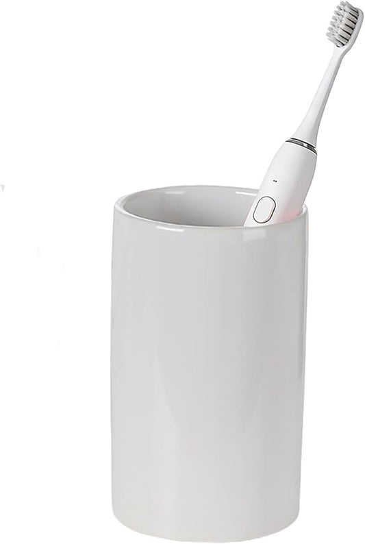 AHUDKKY White Toothbrush and Toothpaste Holder,Ceramic Electric Toothbrush Holders,Toothbrush Cup, Bathroom Tooth Brush Holders(300ml)