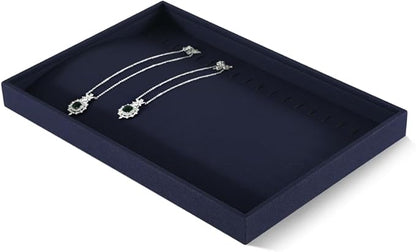 Dansmiy Linen Stackable Bracelet Necklace Storage Tray, Pendant Long Chain Jewelry Display Tray, Jeweler Shop Counter Showcase Table Top Organizers, Makeup Table Drawer Insert Jewelry Tray