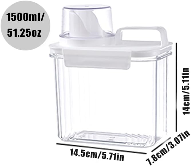 2 Pack Laundry Detergent Dispenser for Organization & Storage, 1500ml Liquid Dispenser with 4 Removable Labels, BPA & Pet Free, Clear