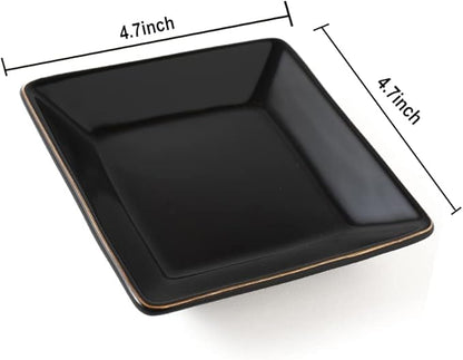HANKOR Ceramic Jewelry Dish Tray, Decorative Trinket Tray Holder for Ring Earring Key, Gift for Women Girls, 4.7inch, Black