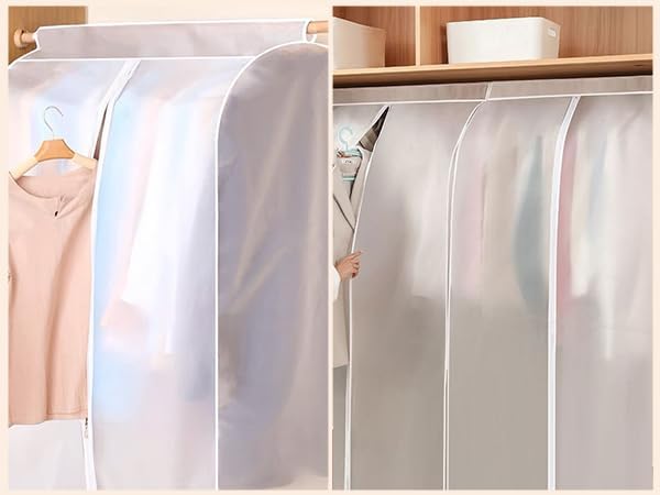 BAG WIZARD 54" Clear Garment Bags for Hanging Clothes, Suit Coat Cover for Closet Storage, Zipper Clothing Protector, Set of 2