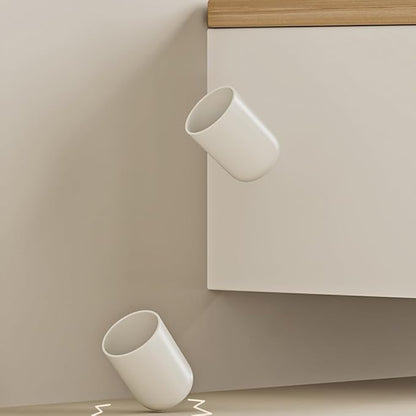 Khanjuan Round-Bottomed, Non-Slip Toothbrush Cup, Minimalist Bathroom Cup, Thickened Reusable Toothbrush Holder (White&White)
