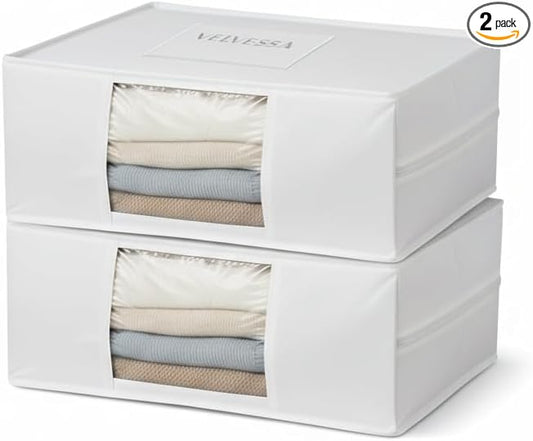 Velvessa Cashmere Sweater Storage Bags | PACK OF 2 |Breathable & Washable Sweater Storage Bags | Suitable Clothes Organizer For Sweaters, Merino Wool, Scarves and more
