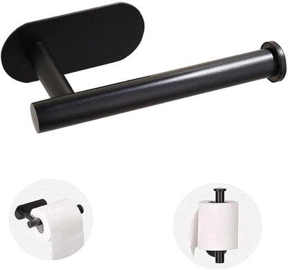 Toilet Paper Holder Self Adhesive Roll Holder Wall Mount for Bathroom and Washroom No Drilling SUS304 Stainless -Matte Black