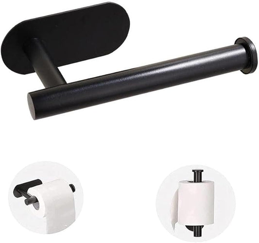 Toilet Paper Holder Self Adhesive Roll Holder Wall Mount for Bathroom and Washroom No Drilling SUS304 Stainless -Matte Black