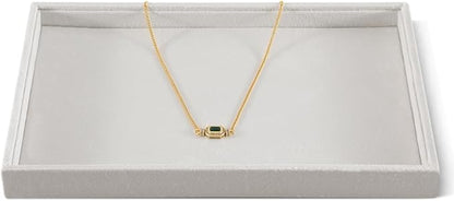 Velvet Stackable Jewelry Display Flat Tray For Ring Earring Necklace Bracelet, Bangle Pendant Storage Blank Plate, Shop Countertop Jewelry Dish Organizer (White)