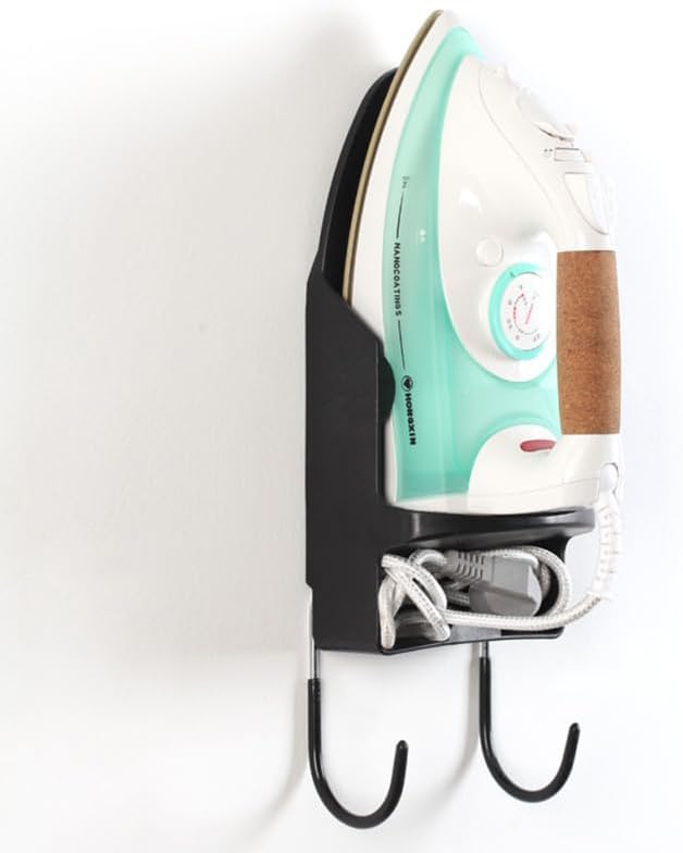Compact Electric Iron Holder Bathroom Organizer Shelf Heat Resistant Wall Mount for Iron Ironing Board Storage Strong Hooks for Boards Home Use
