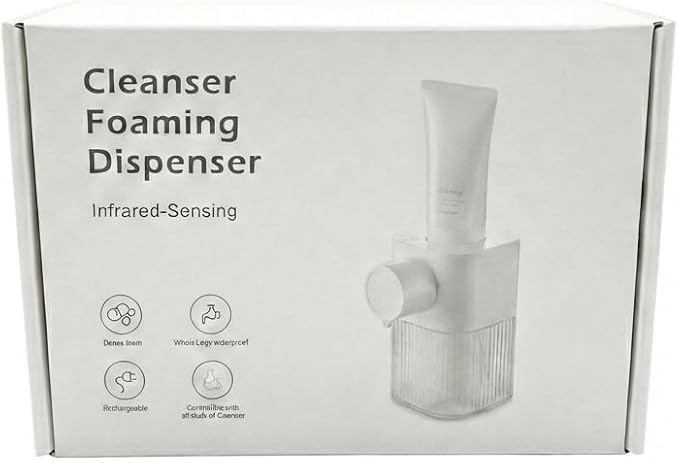 Automatic Facial Cleanser Foaming Dispenser, Touchless Infrared Foam Maker with Adjustable Output, Optimized for Liquid Face Wash, Compatible with Hand Soap & Body Wash, Rechargeable IPX6 Waterproof