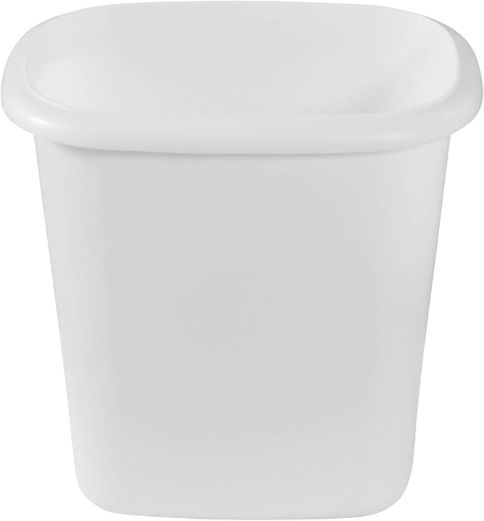 Rubbermaid Vanity Trash Can/Wastebasket 1.5-Gallons/6-Quarts White for Under Counter/Kitchen/Office/Bedroom/Bathroom