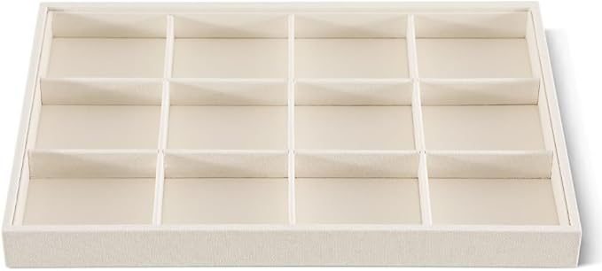 Dansmiy Linen 12 Grid Stackable Bangle Storage Tray, Bracelet Watch Display Tray, Jewelry Shop Counter Showcase Table Top Organizers, Makeup Table Drawer Insert Jewelry Tray