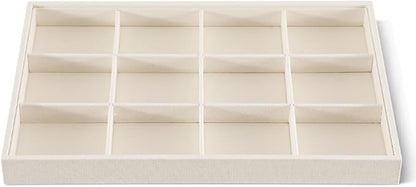 Dansmiy Linen 12 Grid Stackable Bangle Storage Tray, Bracelet Watch Display Tray, Jewelry Shop Counter Showcase Table Top Organizers, Makeup Table Drawer Insert Jewelry Tray