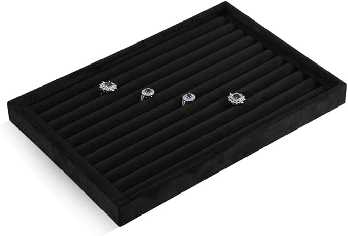 Ring Display Tray, Velvet Jewelry Trays,Premium Ring Organizer,Luxury Stud Earring Organizer,Black Jewlery Organizer