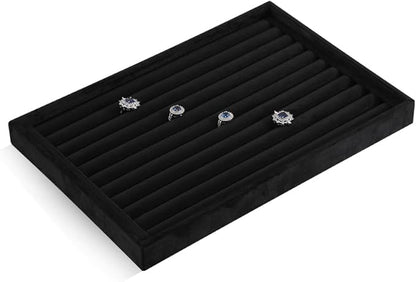 Ring Display Tray, Velvet Jewelry Trays,Premium Ring Organizer,Luxury Stud Earring Organizer,Black Jewlery Organizer