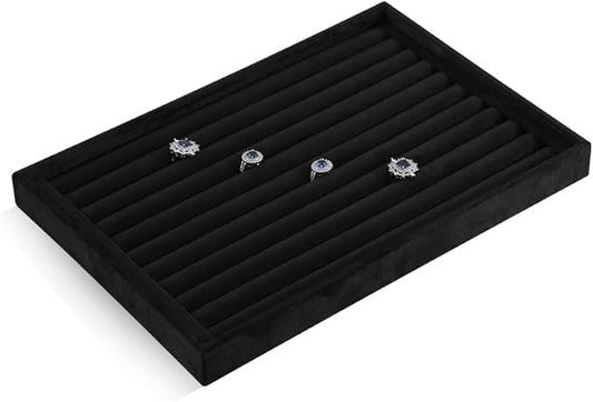 Ring Display Tray, Velvet Jewelry Trays,Premium Ring Organizer,Luxury Stud Earring Organizer,Black Jewlery Organizer