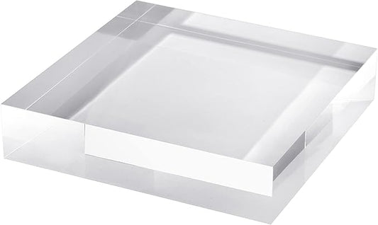 CiaoHER 2in Thickness Solid Acrylic Cube Display Block Clear Polished Pedestal Stand Riser Solid Base 2'' x 11" x 11", 1 Pack