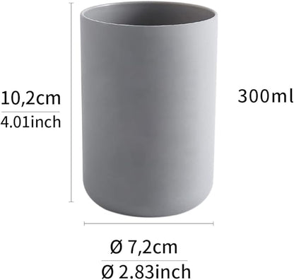 wongwongcat Bathroom Tumblers 2Pcs, Mouthwash Cup, Toothbrush Holders, Drink Mug, Pen Holder, Unbreakable Dishwasher Safe, 10fl.oz(300ml)/Pcs (Grey & Grey)