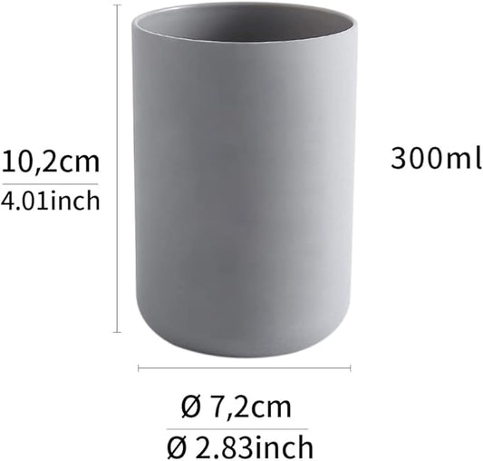 wongwongcat Bathroom Tumblers 2Pcs, Mouthwash Cup, Toothbrush Holders, Drink Mug, Pen Holder, Unbreakable Dishwasher Safe, 10fl.oz(300ml)/Pcs (Grey & Grey)