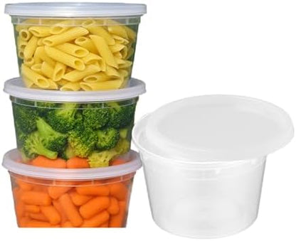 ProTakeOut 16oz [1 unit] Heavy Duty Plastic Deli Container | BPA-Free Food Storage with Airtight Leak‑Proof Lids | Microwave, Freezer & Dishwasher Safe – Stackable, Bulk Reusable Soup & Meal Prep Tub