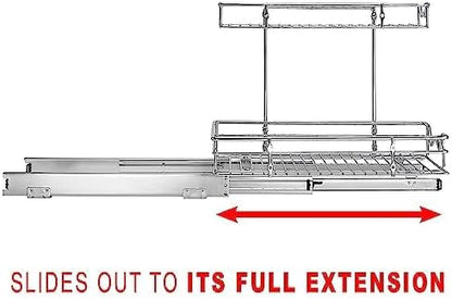 HOLDN’ STORAGE Two Tier Under Sink Organizers and Storage - Slide Out Cabinet Organizer w/Sliding Drawers for Cabinets- Lifetime Limited Warranty 11" Wx21 Dx15”H Chrome, Requires 12-1/2” Opening