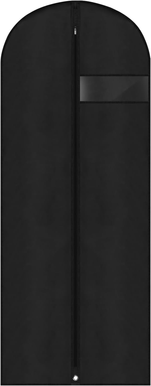 Dress Bags for Gowns,60" Long Dress Garment Bag, Garment Bags for Hanging Clothes,Dress Cover with Clear Window for Women's Coats, Formal Gowns, and Evening Dresses (Black)