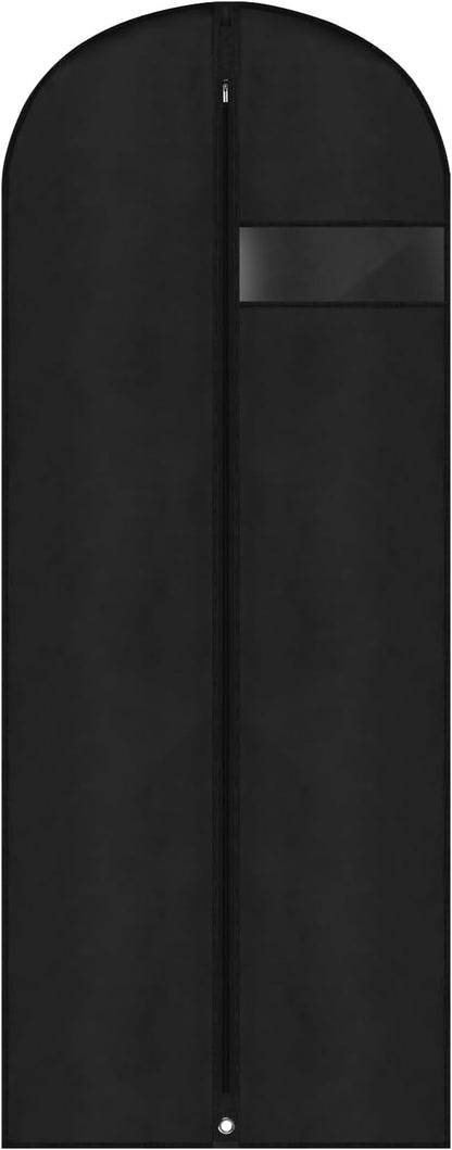Dress Bags for Gowns,60" Long Dress Garment Bag, Garment Bags for Hanging Clothes,Dress Cover with Clear Window for Women's Coats, Formal Gowns, and Evening Dresses (Black)