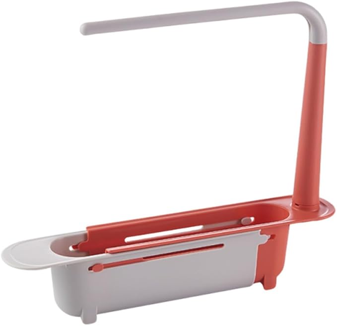 Jurfest Upgraded Extendable Sink Storage Rack,Sponge Holder For Kitchen Sink,Kitchen Gadgets (Pink)