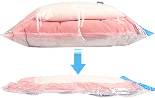 50 Pack Industrial Grade Extra Jumbo Double Seal Waterproof Vacuum Storage Bags 52"x47" (130x120cm) Reduces up to 80% (The Largest Bags Avilable) for Clothes, Blankets, Pillows, Bed, Closet Organizer.
