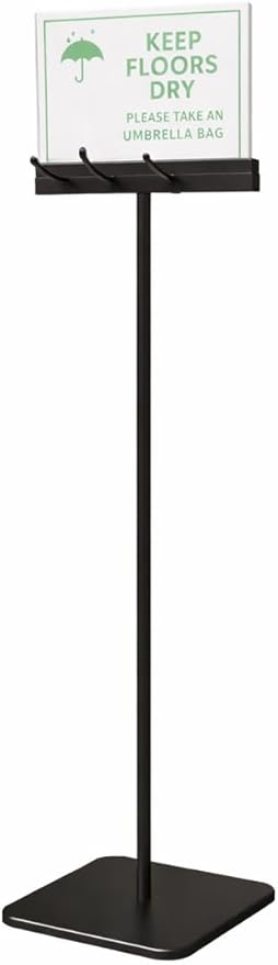 Umbrella Holder Stand For Entryway With Free 200 Disposable Large Plastic Umbrella Bags Wet Umbrella Bags Locking & Interchangeable Display Stand For Printed Cards/Sheets, Floor Protection