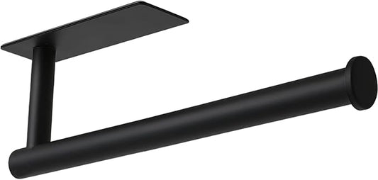 theaoo Paper Towel Holder - Under Cabinet Paper Towel Holder for Kitchen, Adhesive Paper Towel Roll Rack for Bathroom Towel, Wall Mounted Matte Black Paper Towel Rack, SUS304 Stainless Steel(1, Black)