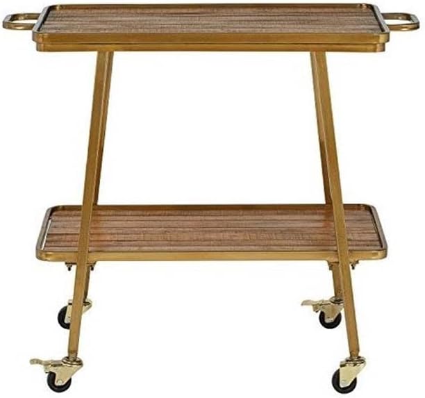 Pemberly Row Modern/Contemporary Felix 2 Tier Bar Cart Gold