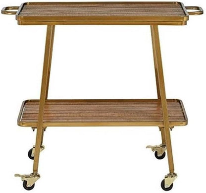 Pemberly Row Modern/Contemporary Felix 2 Tier Bar Cart Gold