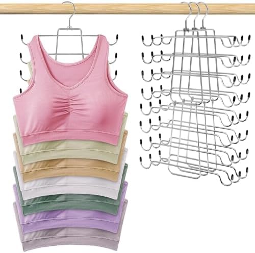 POZEAN Tank Top Hanger 2 Pack, Space Saving Bra Hangers, Non-Slip Closet Organizers and Storage for Camisoles Swimsuits Scarves Ties Strappy Dress