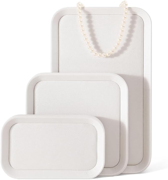 Yinbeini Jewelry Display, Leather Valet Tray,Luxury Jewelry Drawer Organizer,Premium Flat Tray,White Jewelry Tray