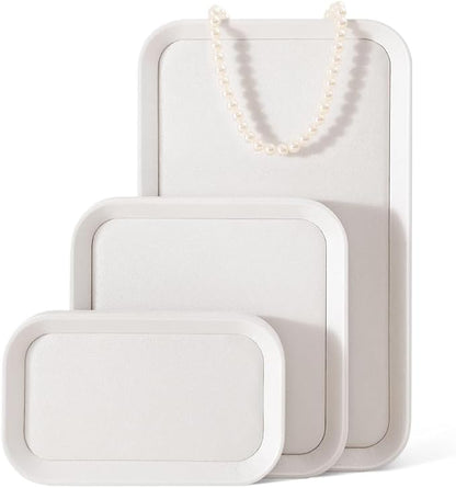 Yinbeini Jewelry Display, Leather Valet Tray,Luxury Jewelry Drawer Organizer,Premium Flat Tray,White Jewelry Tray