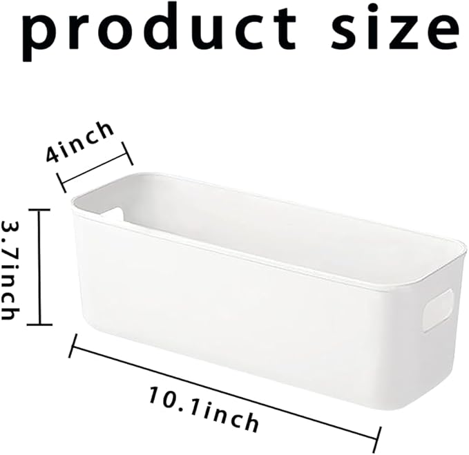 4 Pack White Storage Bin ,10 Inch Storage Bins,Small Plastic Storage Bins, Basket for Bathrooms, Bedrooms, Kitchen, Office, Cupboard, Utility Rooms