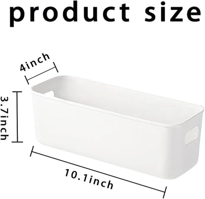 4 Pack White Storage Bin ,10 Inch Storage Bins,Small Plastic Storage Bins, Basket for Bathrooms, Bedrooms, Kitchen, Office, Cupboard, Utility Rooms