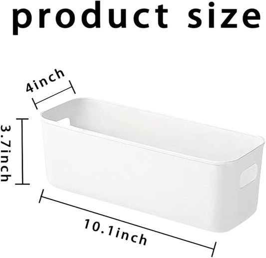 4 Pack White Storage Bin ,10 Inch Storage Bins,Small Plastic Storage Bins, Basket for Bathrooms, Bedrooms, Kitchen, Office, Cupboard, Utility Rooms