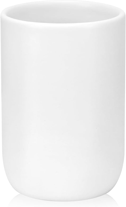 UHEY HOME Bathroom Tumbler Cup Ceramic 12.6oz Reusable Toothbrush Cup 375ml,Toothbrush Holder Adequate for Your Bathroom (White)
