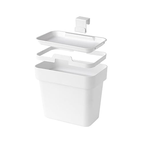 0.8 Gallon Hanging Small Trash Can with Lid for Cupboard/Bathroom/Bedroom/Office/Camping, Mini Desk Trash Can with 150 Pcs Trash Bags, White
