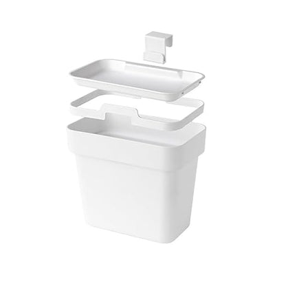 0.8 Gallon Hanging Small Trash Can with Lid for Cupboard/Bathroom/Bedroom/Office/Camping, Mini Desk Trash Can with 150 Pcs Trash Bags, White