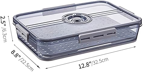 Huaqinglian Fridge Produce Saver Food Storage Bin with removable Drain Tray, Stackable Refrigerator Organizer Fresh Keeper Container with timer lid For Kitchen Produce Fruit Vegetables storage (1.7L)
