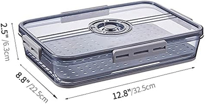 Huaqinglian Fridge Produce Saver Food Storage Bin with removable Drain Tray, Stackable Refrigerator Organizer Fresh Keeper Container with timer lid For Kitchen Produce Fruit Vegetables storage (1.7L)