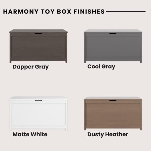 Child Craft Harmony 33” Wood Toy Box, Large Toy Chest Storage Organizer, Soft Close Safety Hinges, Ventilation Hole, 6 Cubic Ft Capacity, Kids Playroom Nursery Bedroom Storage Chest (Matte White)