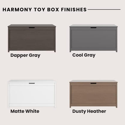 Child Craft Harmony 33” Wood Toy Box, Large Toy Chest Storage Organizer, Soft Close Safety Hinges, Ventilation Hole, 6 Cubic Ft Capacity, Kids Playroom Nursery Bedroom Storage Chest (Matte White)