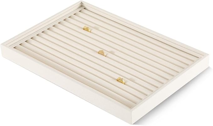 Dansmiy Linen Stackable Ring Ear Studs Display Tray, Premium Rings Storage Tray, Jeweler Shop Counter Showcase Table Top Organizers, Makeup Table Drawer Insert Jewelry Tray